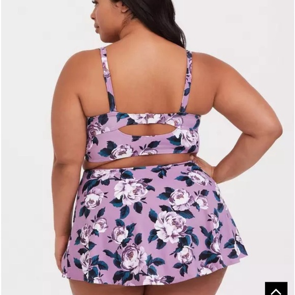 Torrid 2 lavender floral swimsuit NWT - Picture 2 of 8
